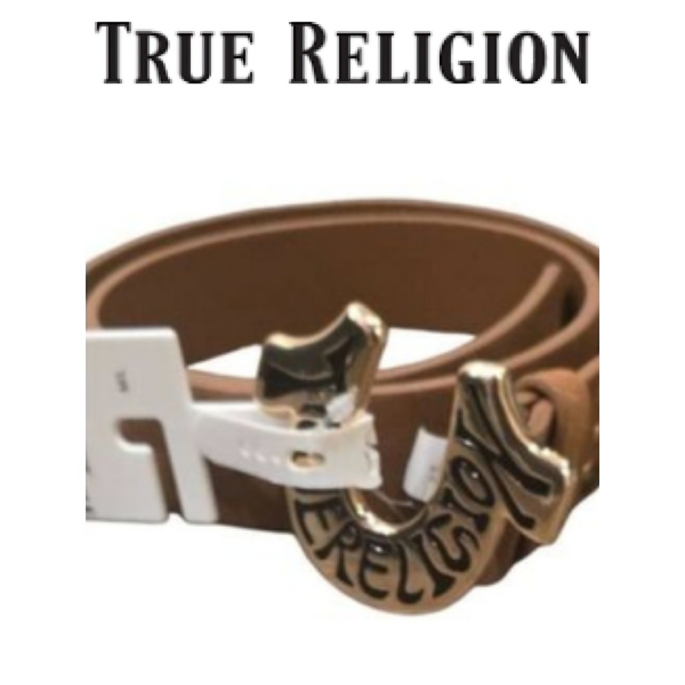 True Religion Horseshoe Logo Suede Belt